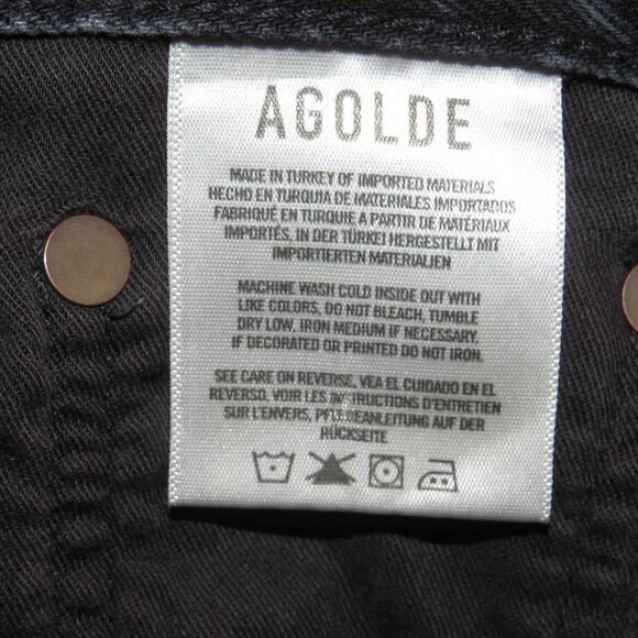 Agolde Black Wash Riley High Rise Distressed Straight Cropped Jeans - Picture 13 of 13